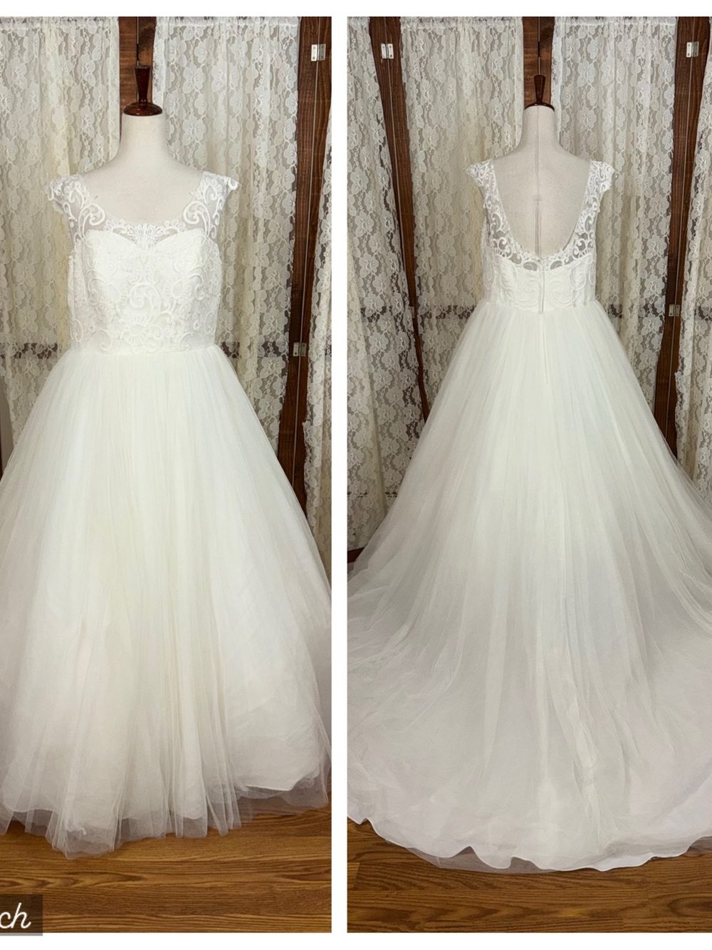 Elegant David’s Bridal Mesh Tulle Wedding Gown